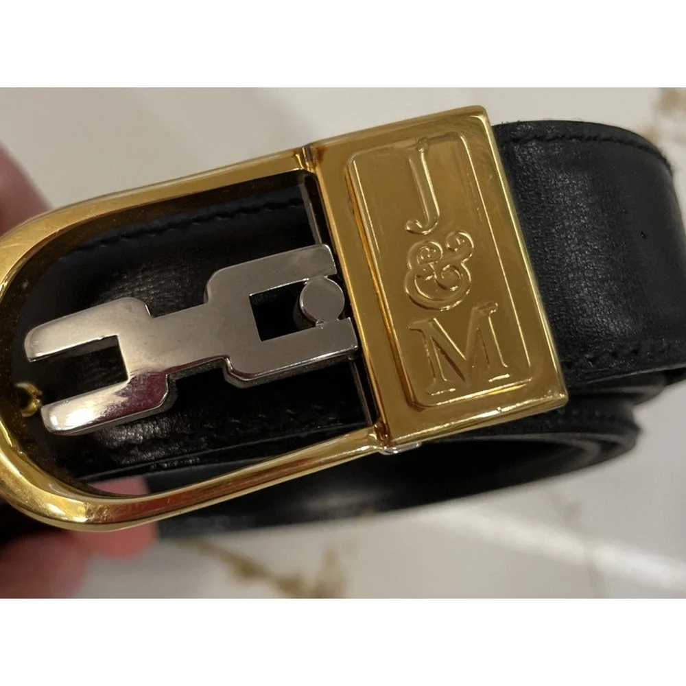 Vintage Johnston & Murphy J&M Black Leather Belt Men Size 44 XXL Italy